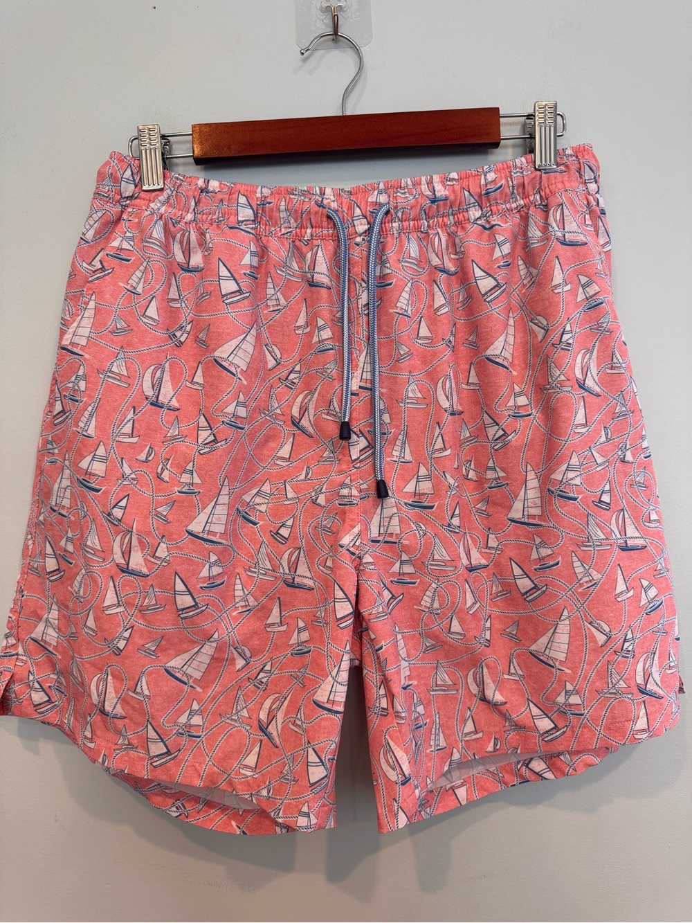 Peter Millar Boats and Ropes Peach Bloom Swim Trunks Size L